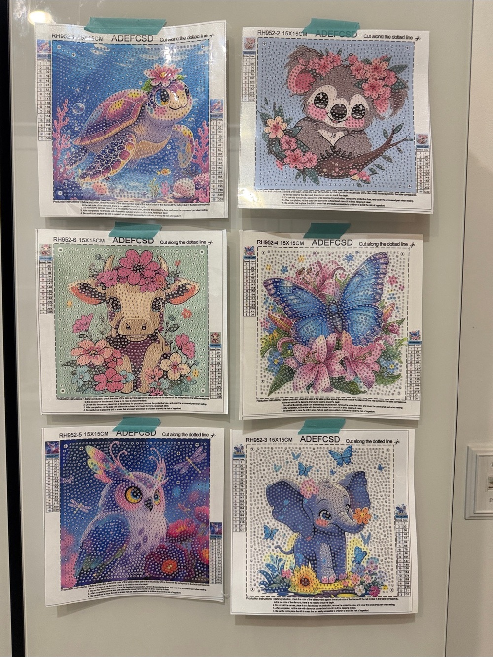 Set of 6 15x15cm Diamond Paintings with AB Drills
